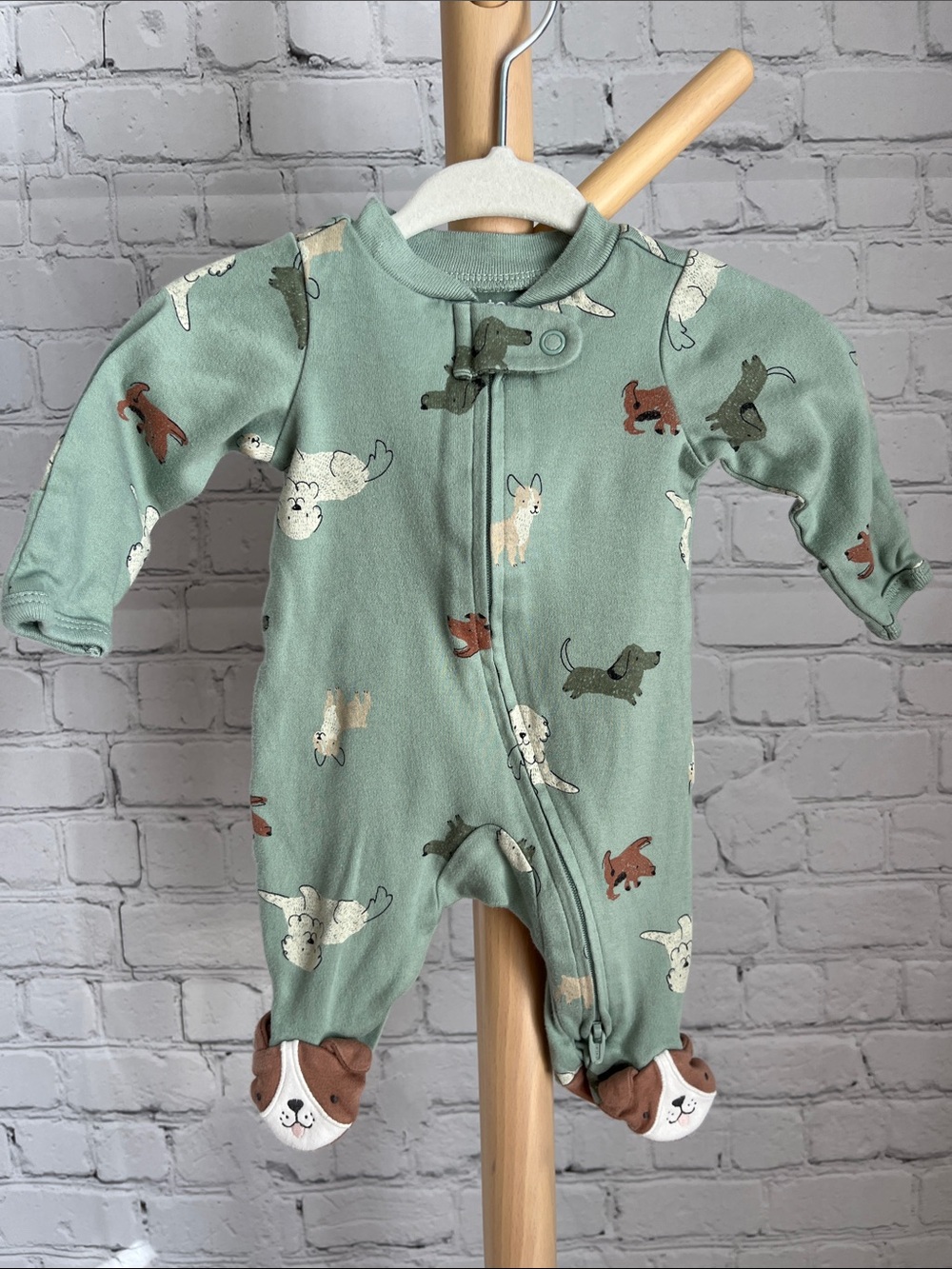 ⭐️⭐️PICK 5 / $20 Carter's Baby Green Dog Print One-Piece Footed Pajamas